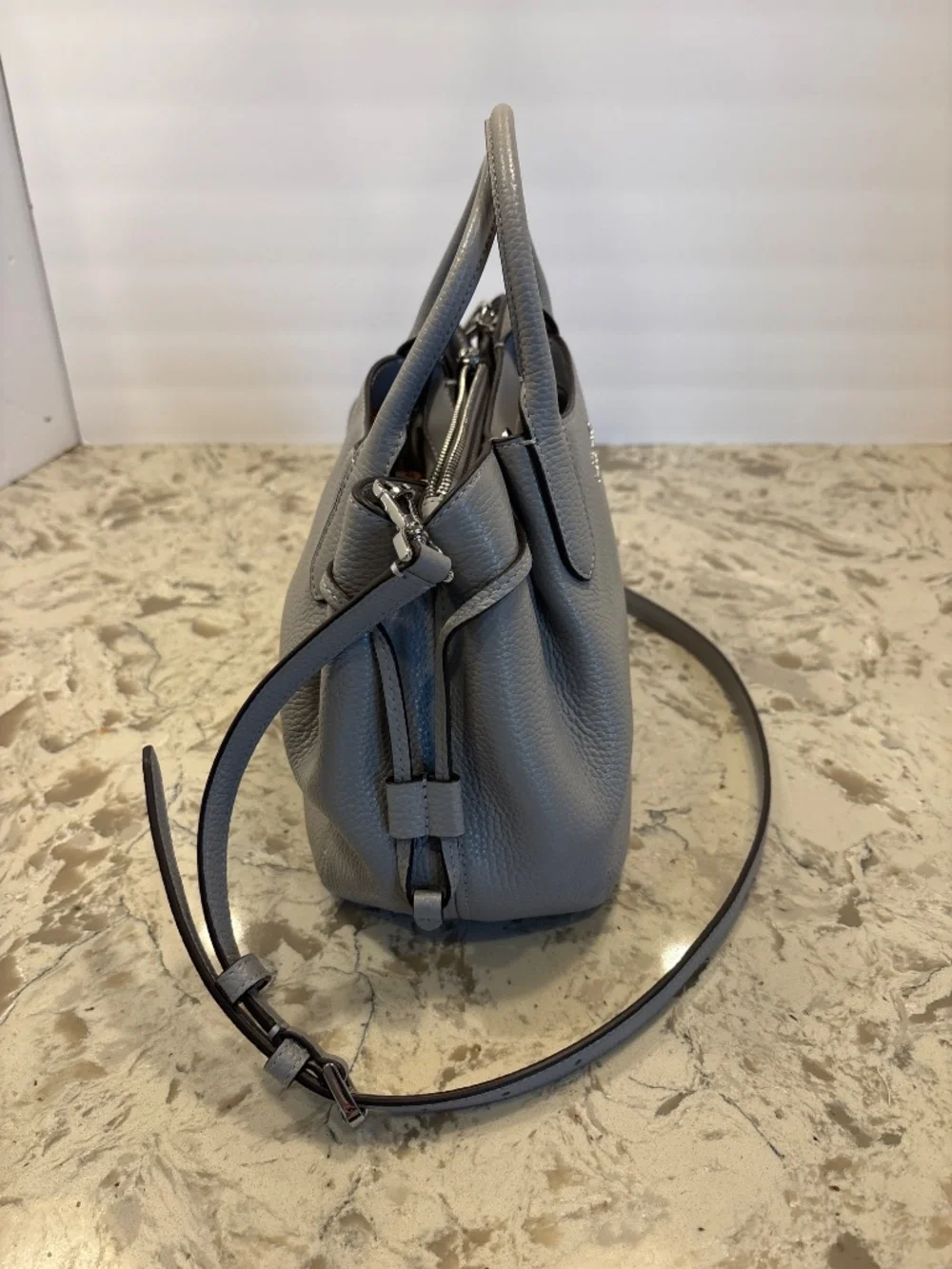 EUC Like New Kate Spade Dumpling Small Satchel Crossbody Handbag Grey Leather